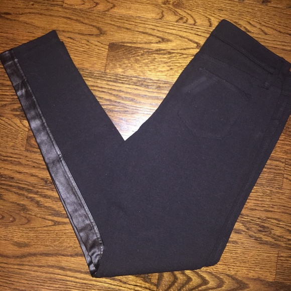 J. Crew Factory Pants - J.Crew Leather Panel Black Gigi Pant